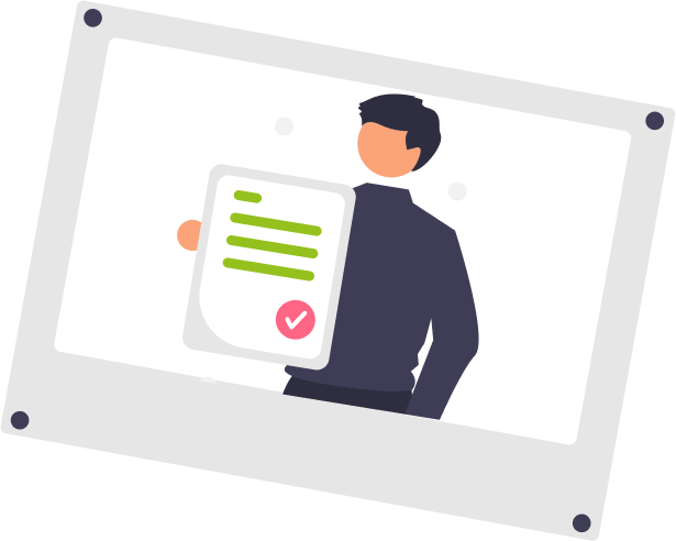 A man holds a certificate on a photo